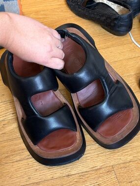 Women’s Chunky Black Leather Sandals - Proenza Schouler